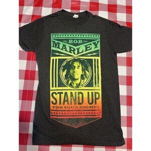 Bay Island Bob Marley Graphic T Shirt Gray Stand Up For Your Rights Size S